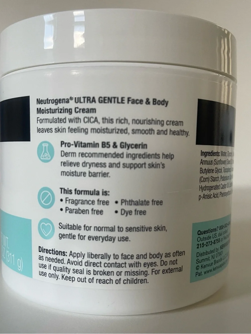 Neutrogena Ultra Gentle Face & Body Moisturizing Cream - White/Teal/Black